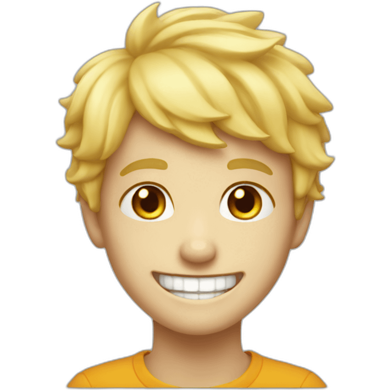 blond boy smiling with shining teeth emoji