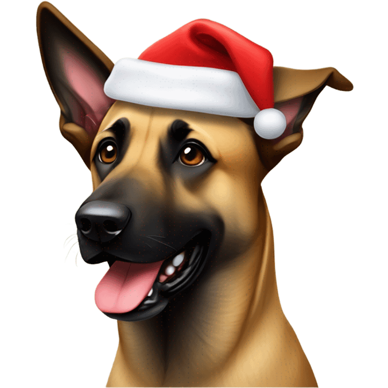 Belgian malinois and Anatolian Shepherd with Christmas hat emoji