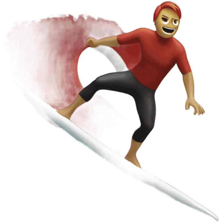 Person surfing a red wave emoji