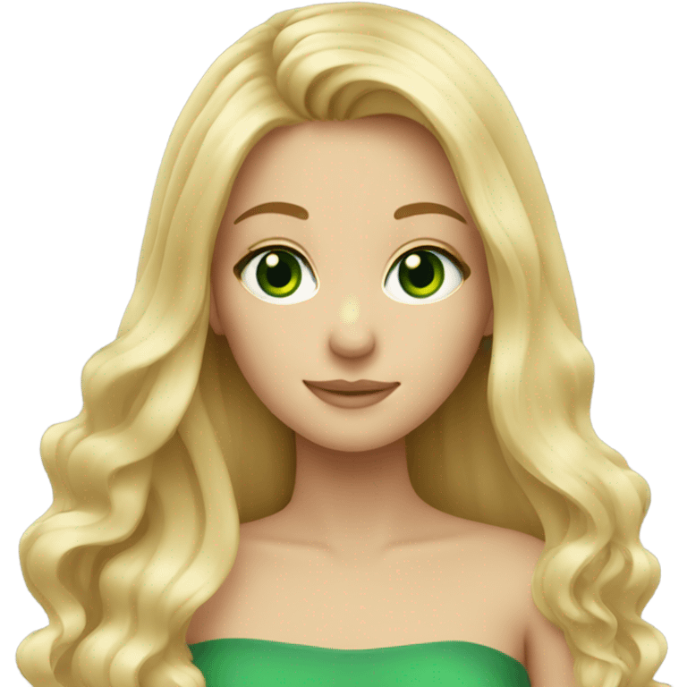 blonde girl with long hair with green eyes  emoji