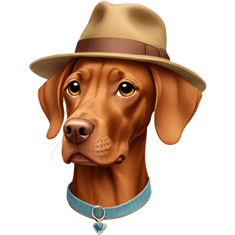 Vizsla wearing a hat emoji