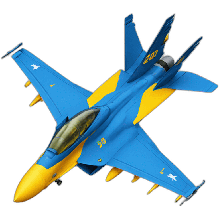 F-18 fighter jet blue and yellow emoji