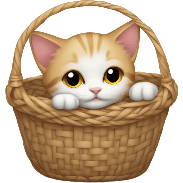 Kitten curled up in a basket emoji