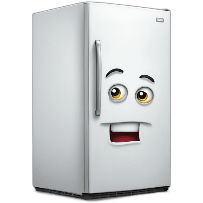 fridge with a mad face emoji