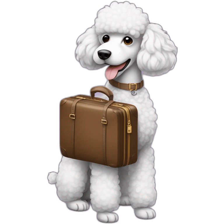 a poodle with a luggage on his hand emoji