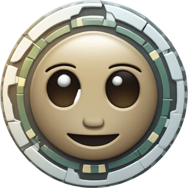 a casino chip with cartoon robot face emoji