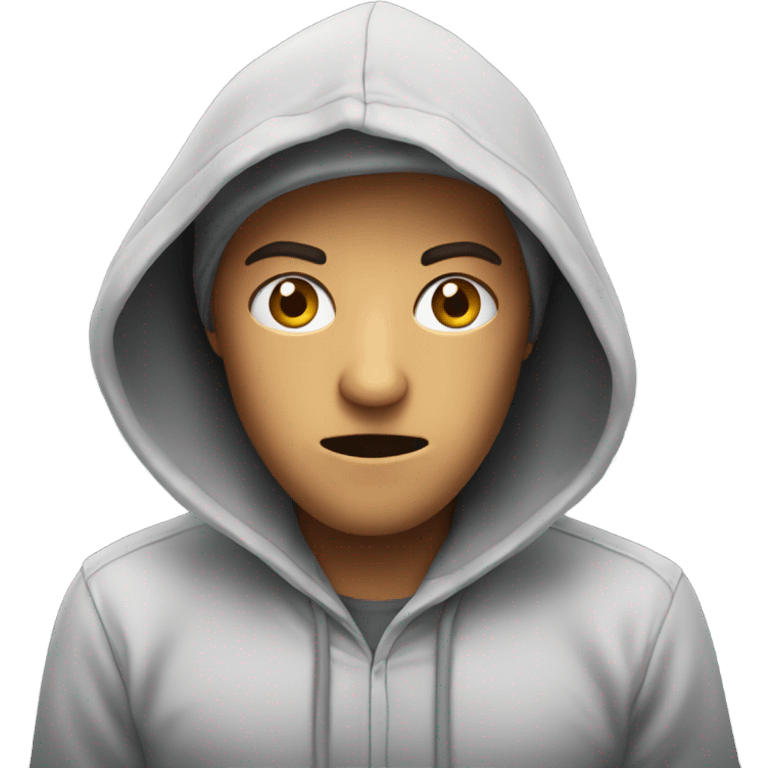 Suspicious face with hoodie emoji