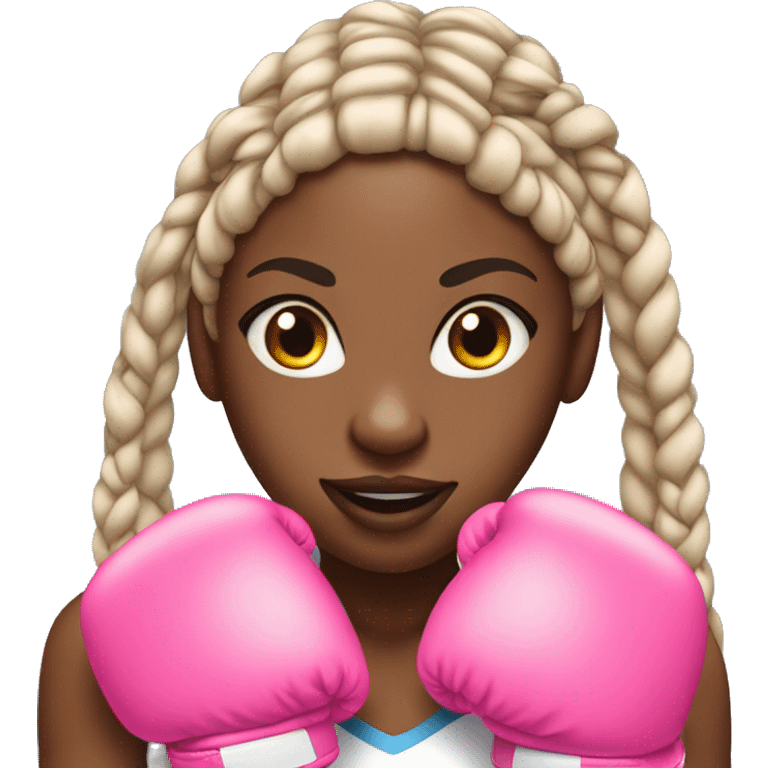 mad black girl with long box braids wearing pink boxing gloves emoji