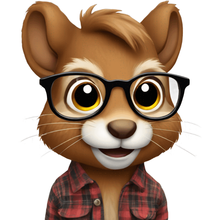 Squirrel with glasses and flannel emoji