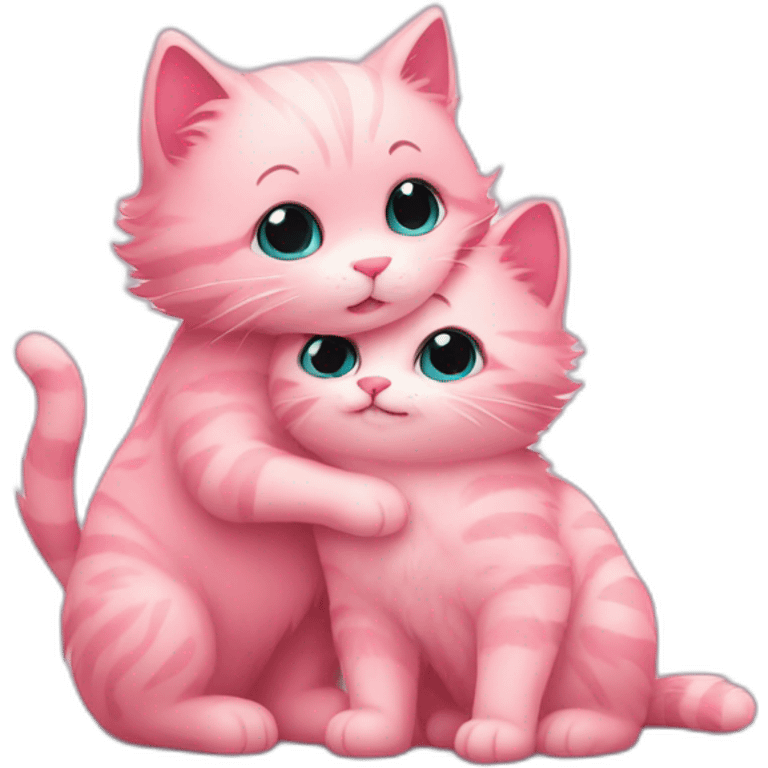 cute fluffy pink cat hugs another cat emoji