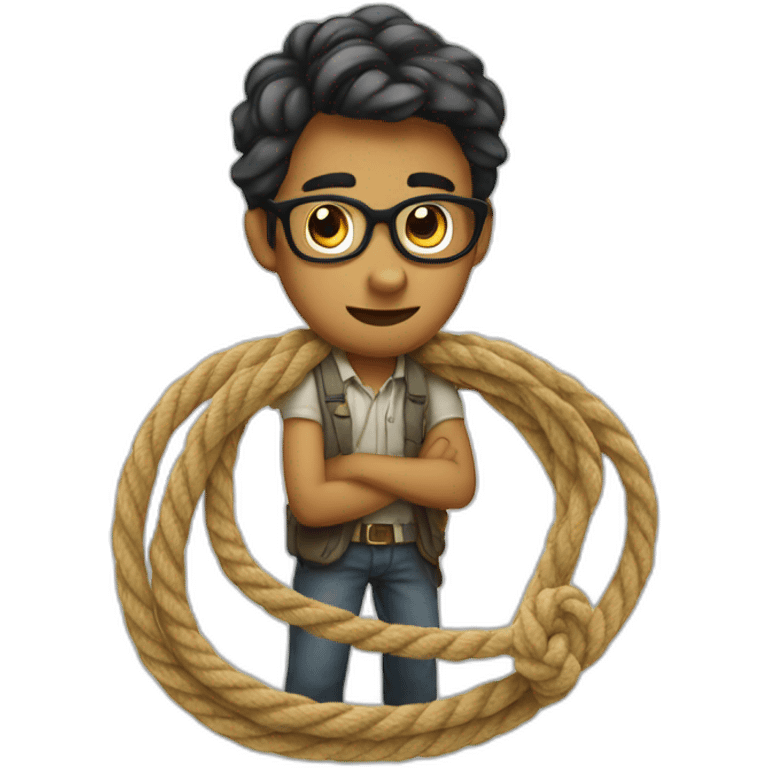 Nerd looking at a rope emoji