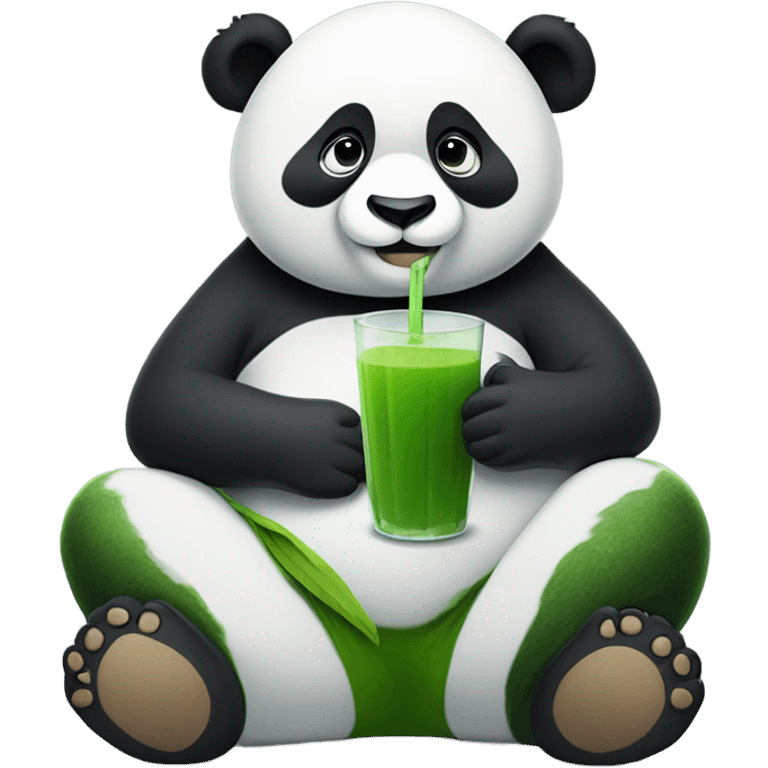 Panda drinking green juice and meditating  emoji