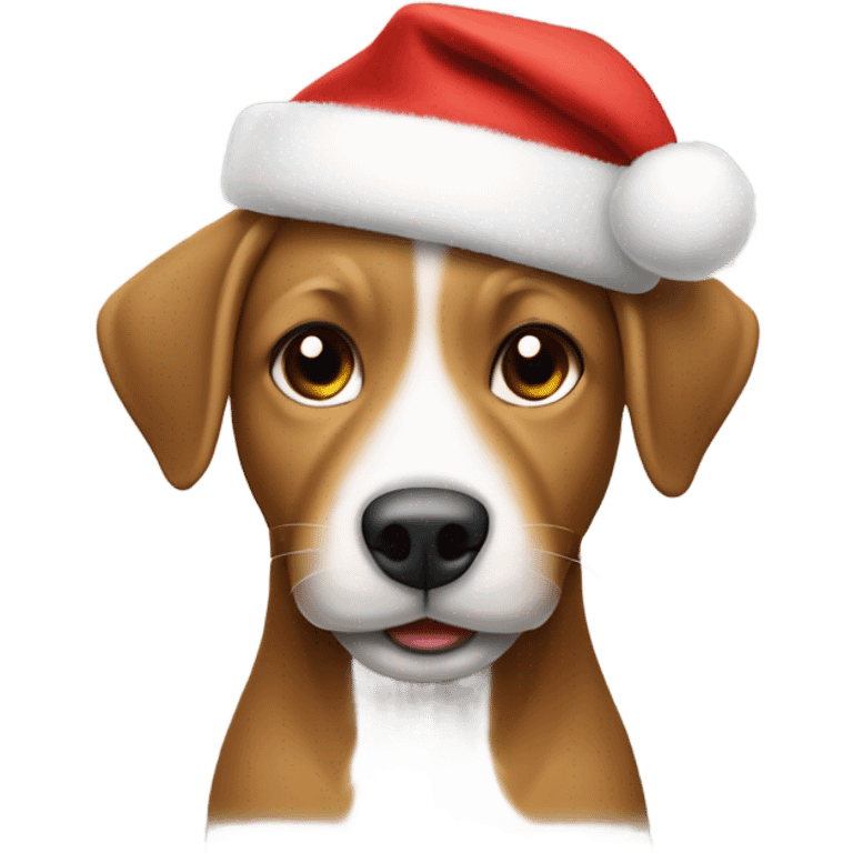 Un perro feliz con gorro de navidad  emoji