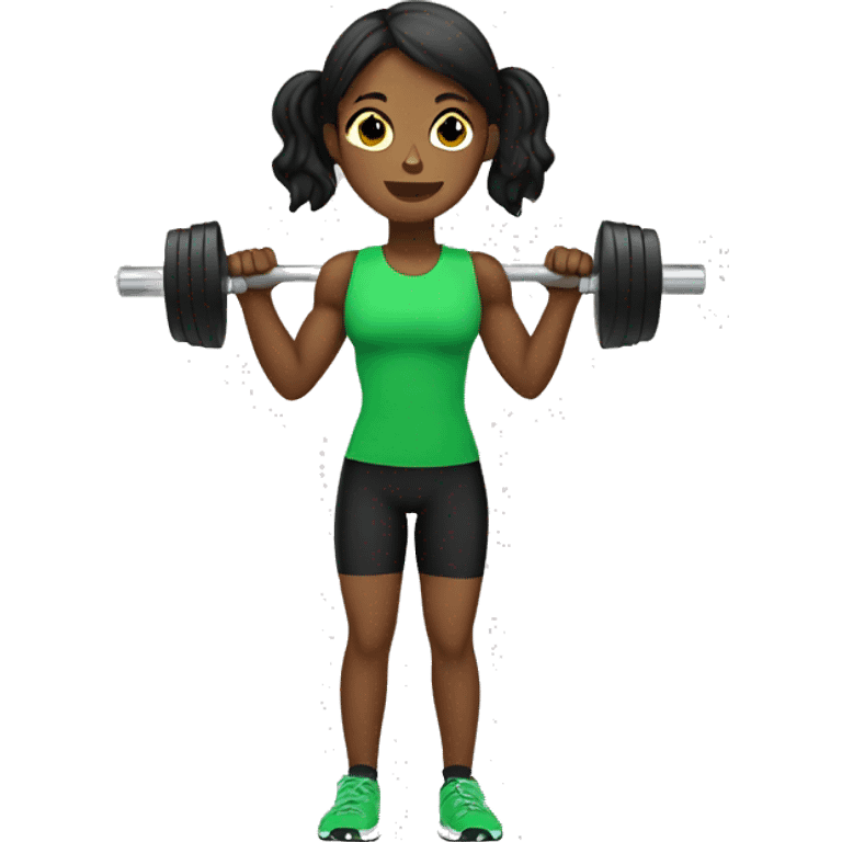 Girl weight lifter green dumbells emoji