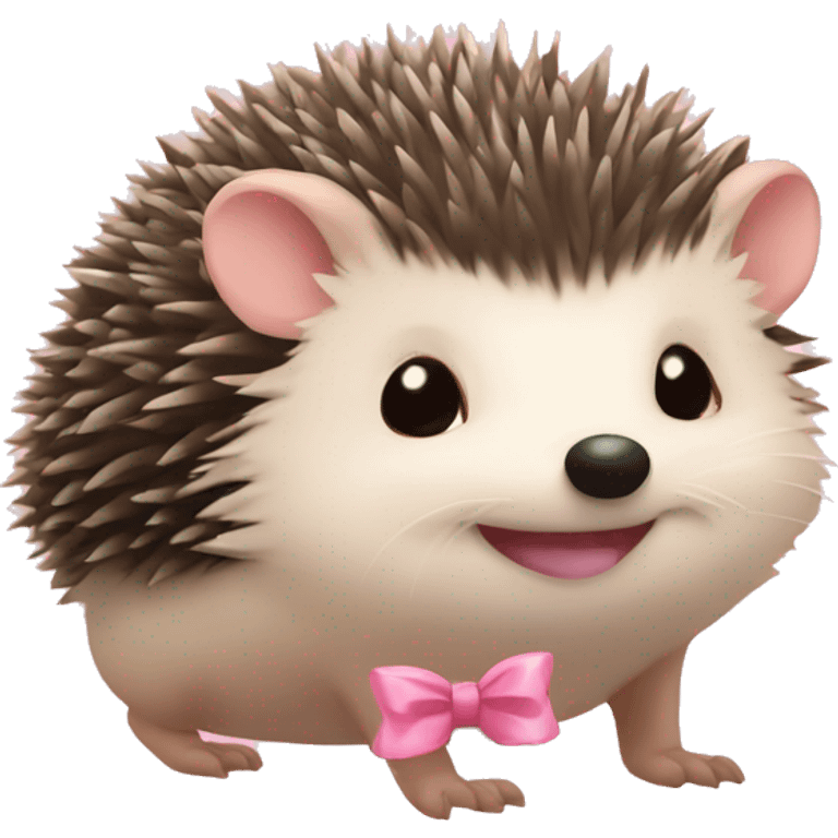 Hedgehog with a baby pink bow emoji