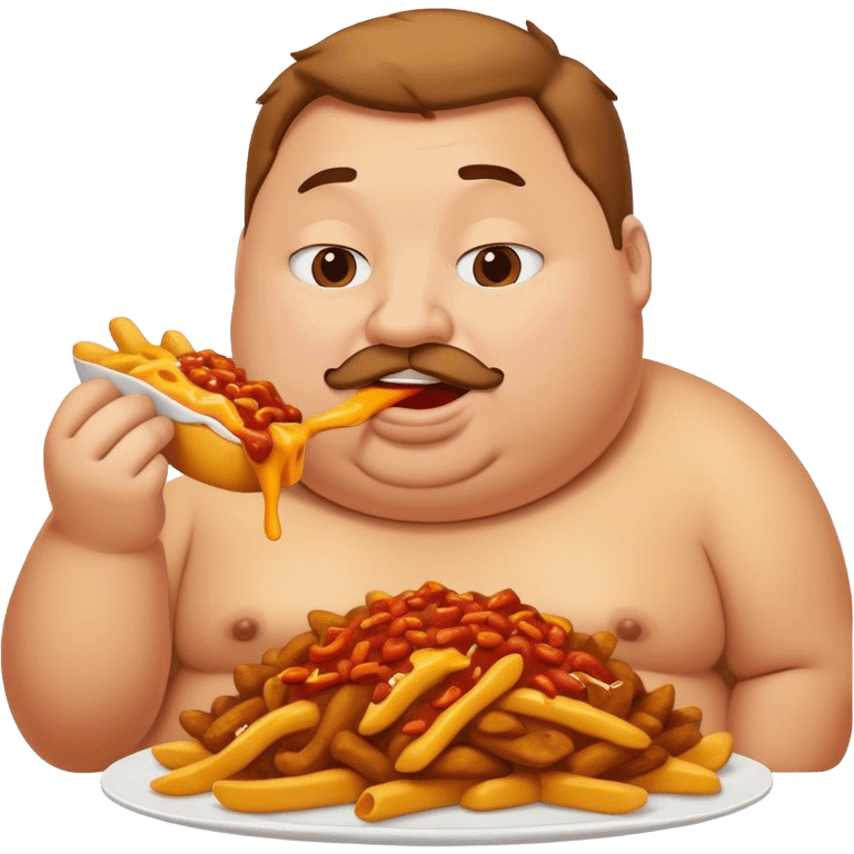 fat guy eating chili cheese fries emoji