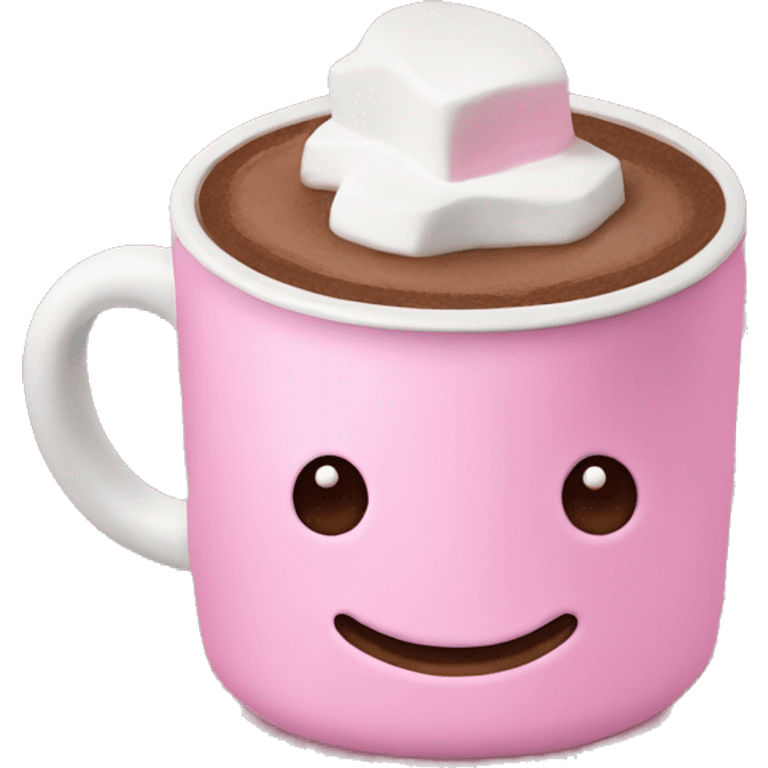 hot chocolate with pink marshmallow emoji