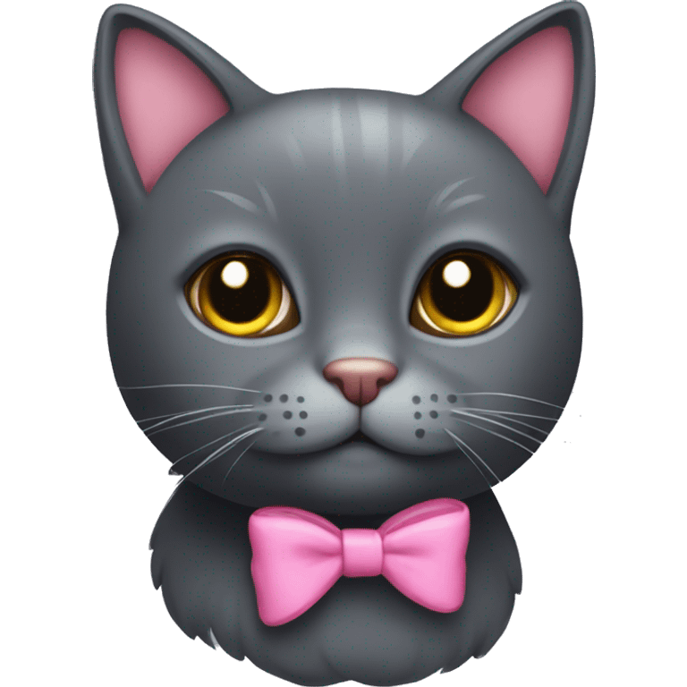 Dark grey cat with pink bow in hair  emoji