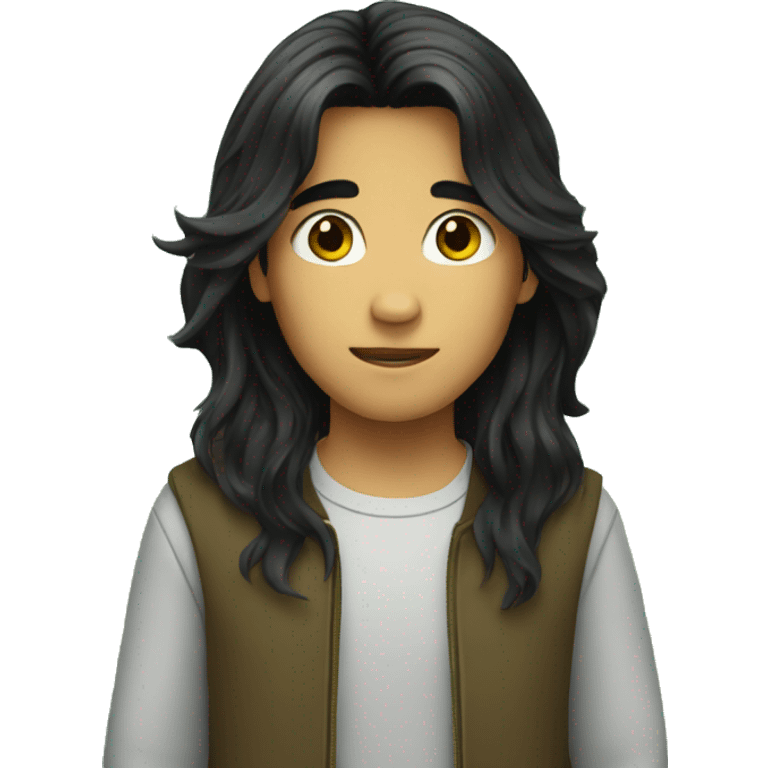 Boy with long black hair emoji