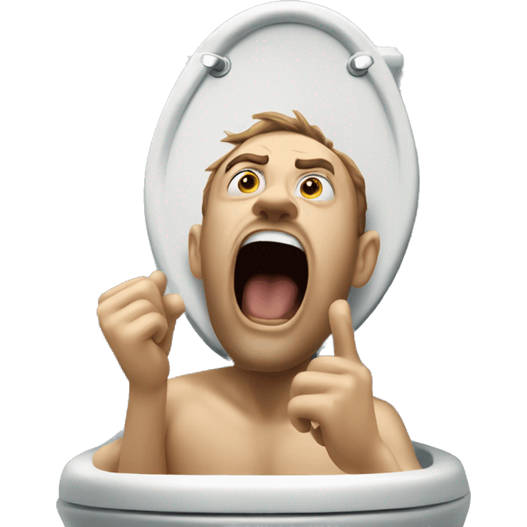 man head popping out of toilet screaming emoji