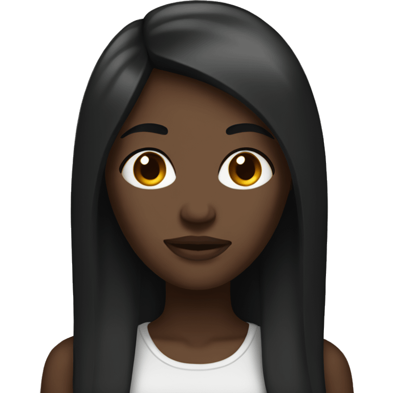 Dark skinned woman with long straight black hair  emoji