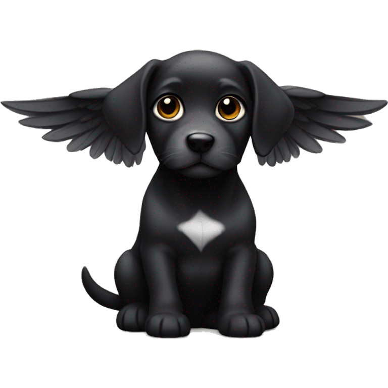 small black-backed puppy with wings emoji