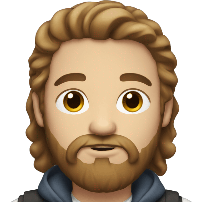 white man with a round face, brown beard and brown hair emoji