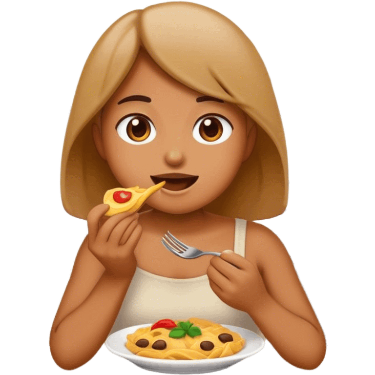 Emoji eating the food in the kitchen  emoji