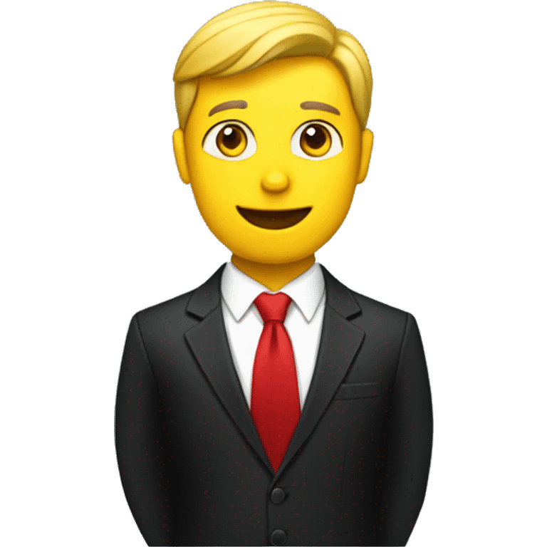 a full body of a yellow male news anchor wearing a red tie black suit emoji