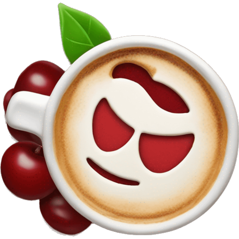 Cherry coffee latte with cherry pie  emoji