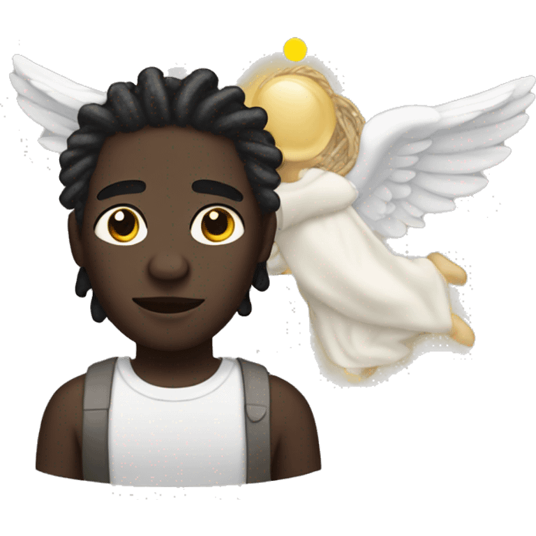 dark skin man with locs with an angel halo  emoji