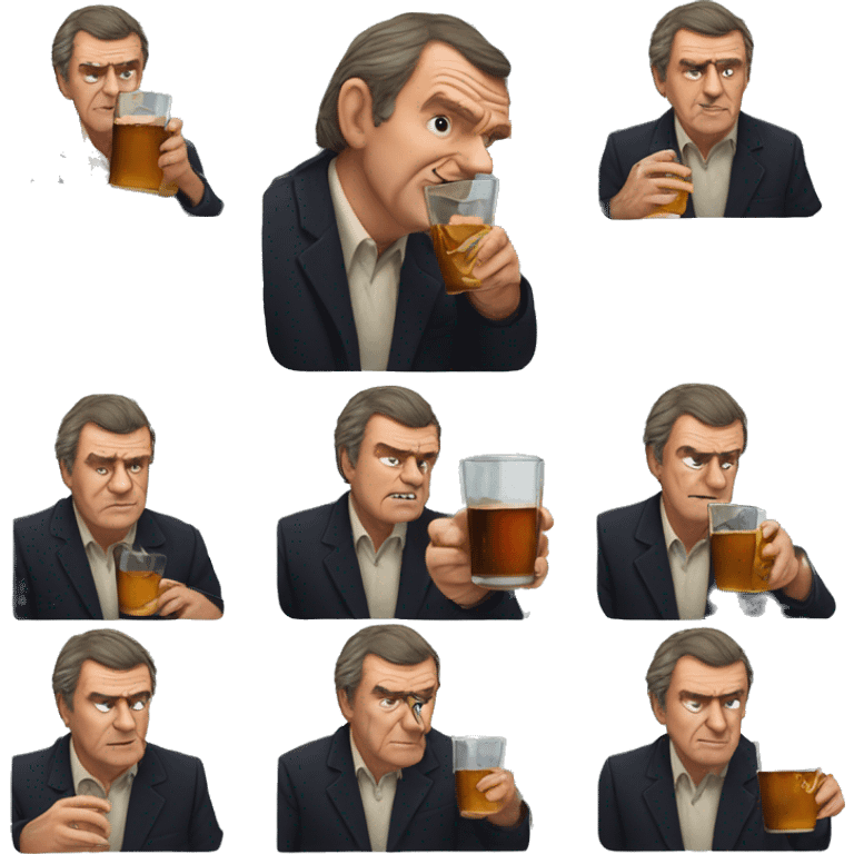 Tom Wilkinson drinking whiskey and making emojis emoji