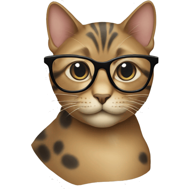 Cat wearing glasses with black glasses frame emoji