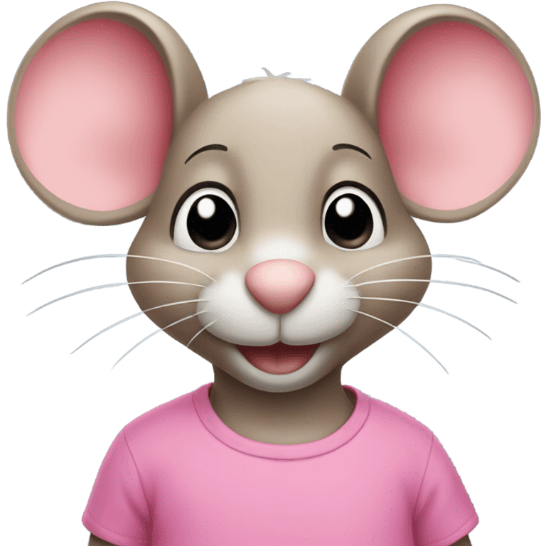 Mouse wearing a pink t shirt emoji