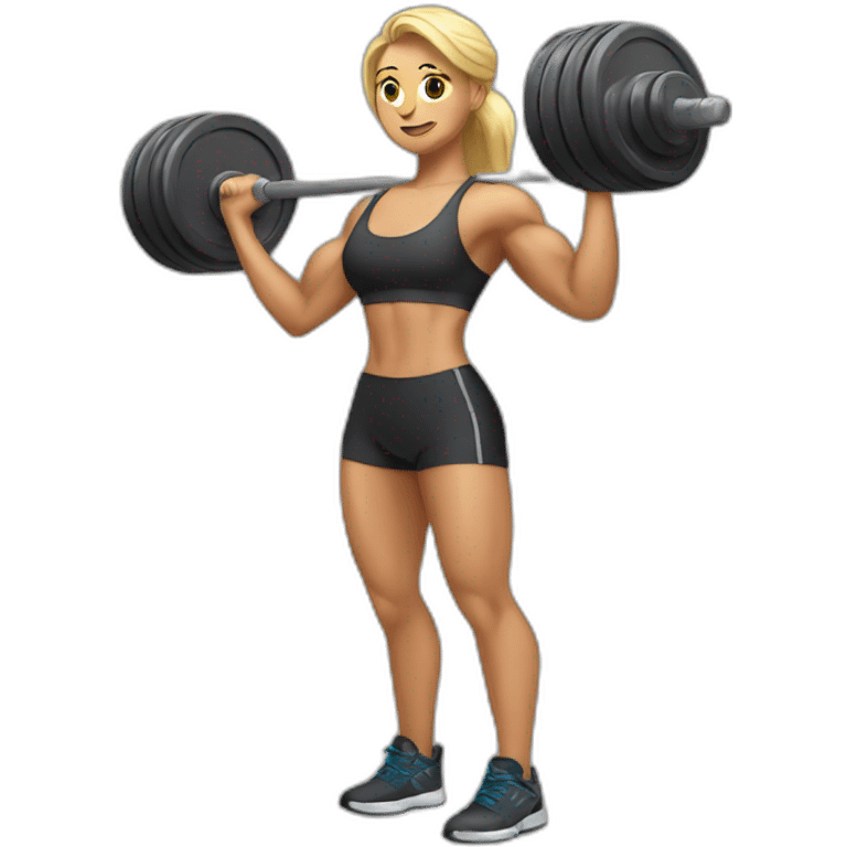 Muscular woman lifting weights emoji