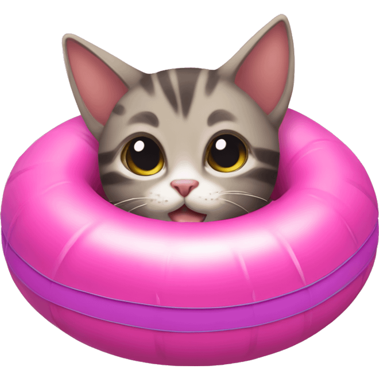 Kitten floating on inner tube in summer emoji