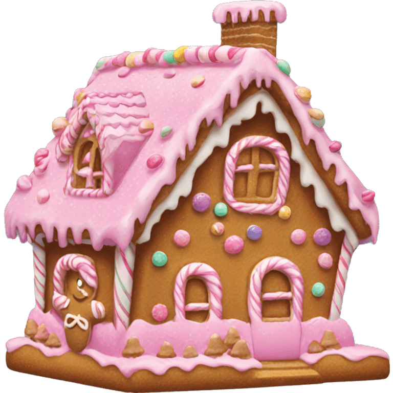 Gingerbread house pink emoji