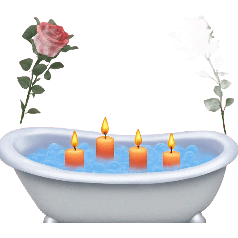 bubble bath with candles and roses emoji