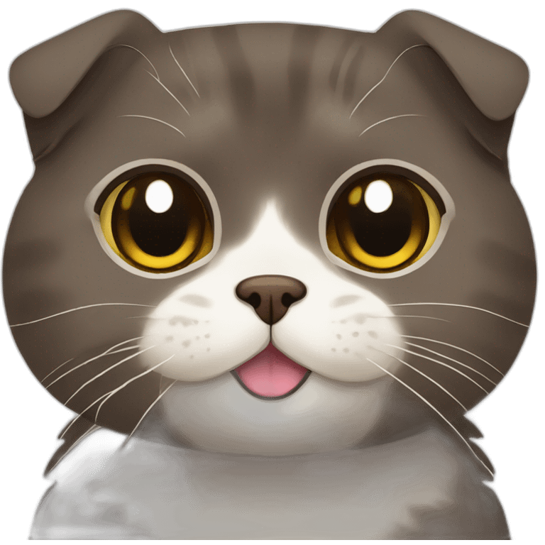 Dark brown Scottish fold breed cat emoji