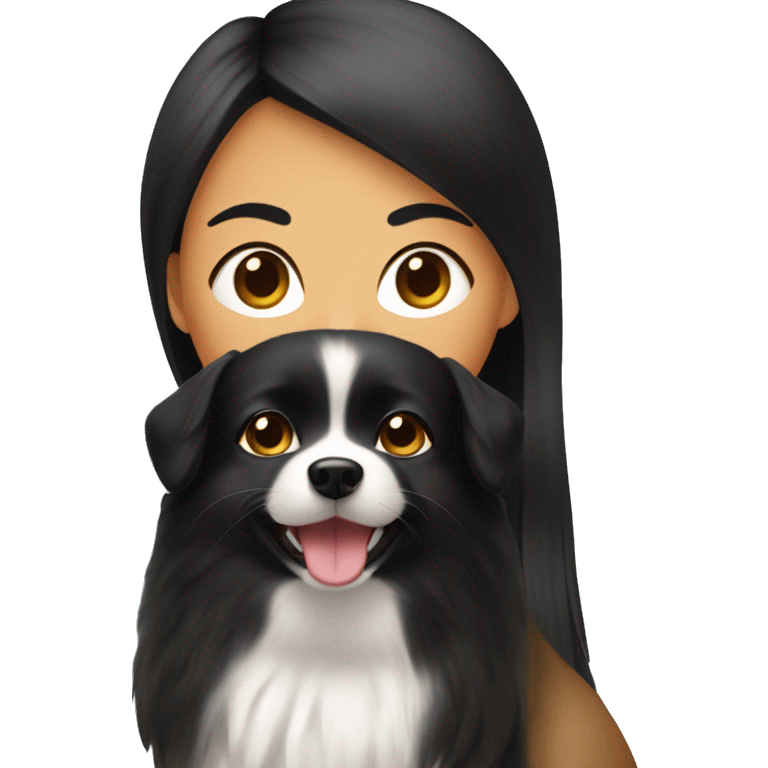 Spitz dog with black haired girl emoji