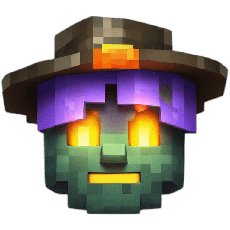 Pixel Minecraft Fedora Halloween Head Mask Diamond Obsidian Emerald Flame Shiny Glow Reward Legendary Unique Epic Mystery emoji