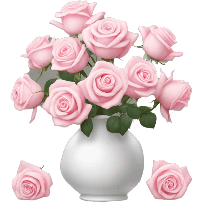 Pastell pink roses in a white vase emoji