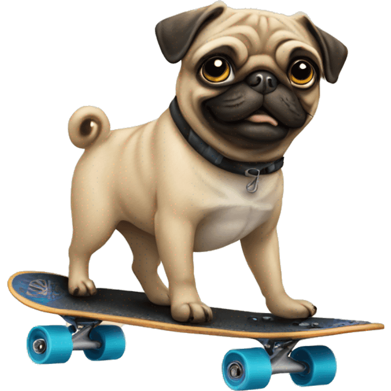 Pug riding a skateboard  emoji