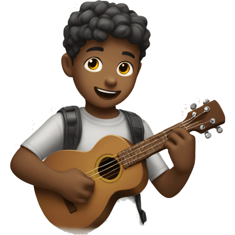 Kid learning yo play the ukulele emoji