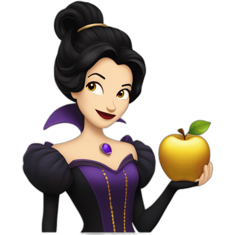 The Evil Queen Regina Mills from Once Upon A Time, holding a golden apple,smirking evily. emoji