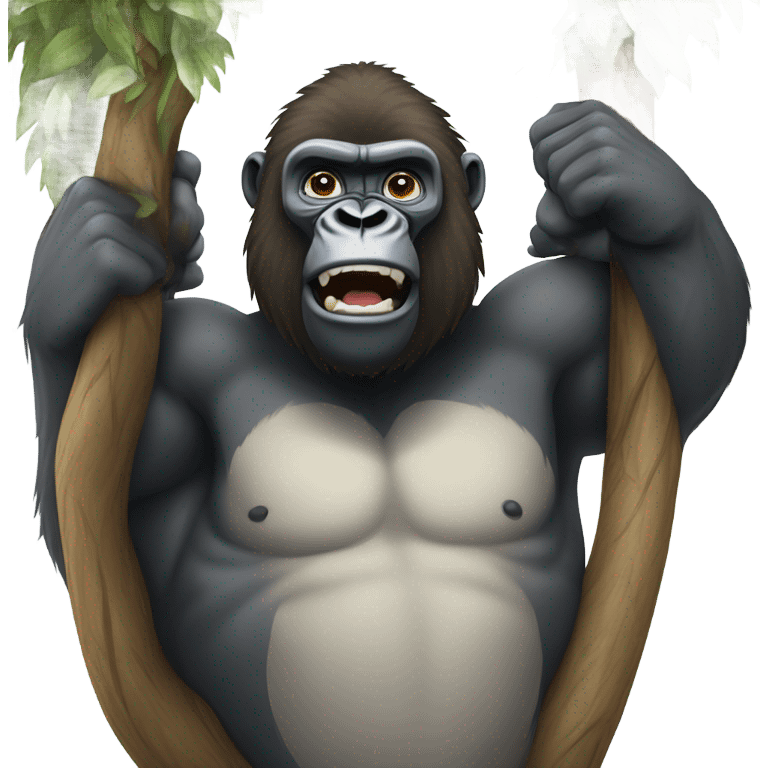 A gorilla with no legs climbing a tree emoji