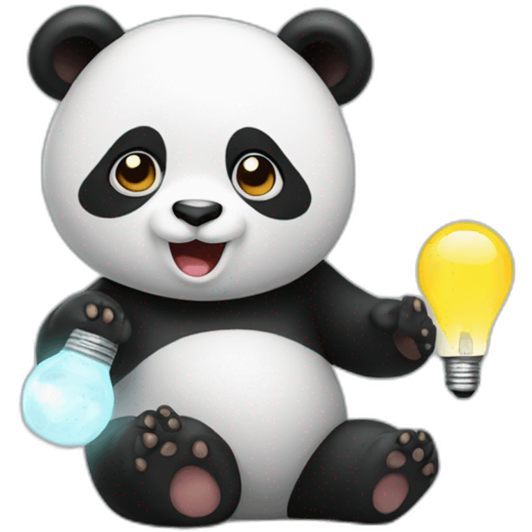 panda with electric light bulb emoji