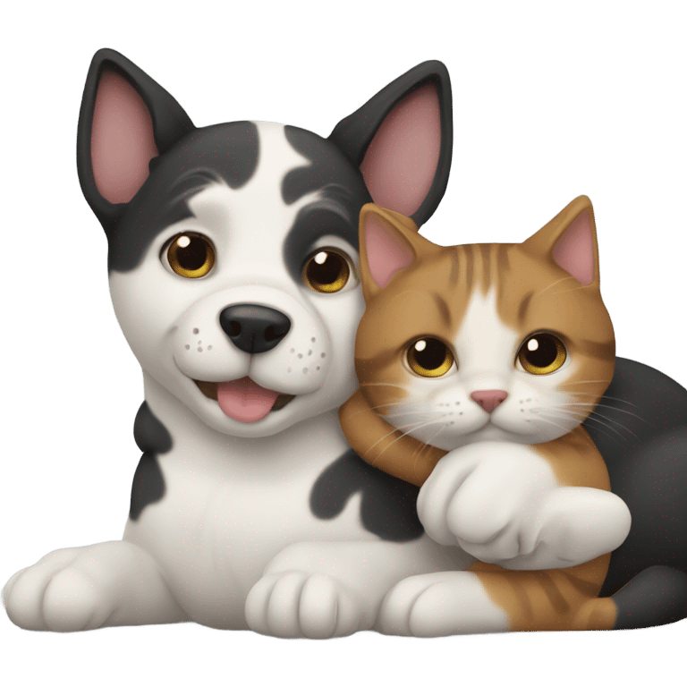 Dog and cat hugging emoji