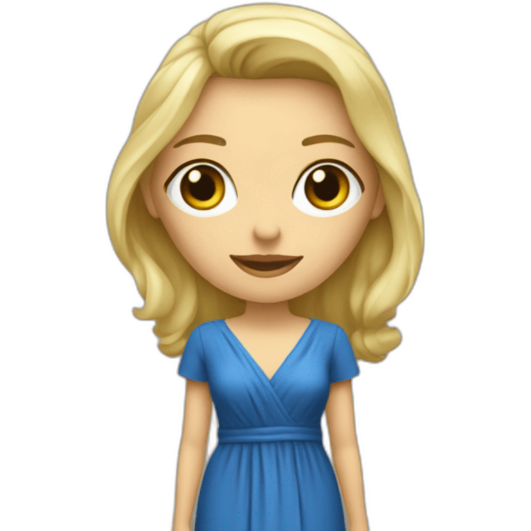 une femme blonde aux yeux bleus avec une robe d'avocate emoji