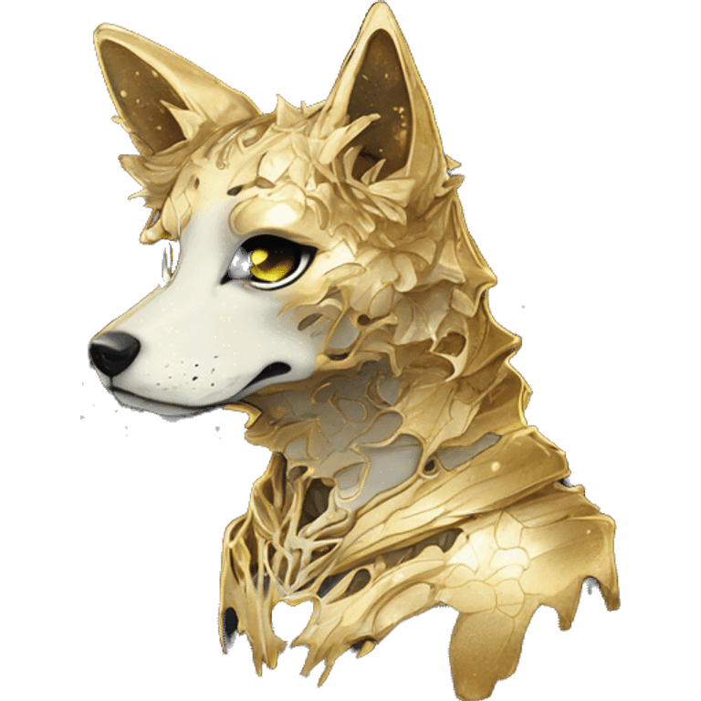 iridescent kintsugi fluffy zombie black brown gold dog fox head zombie skeleton gold mechanical nebula galaxy stars colorful flowers fairy lights vintage zombie emoji